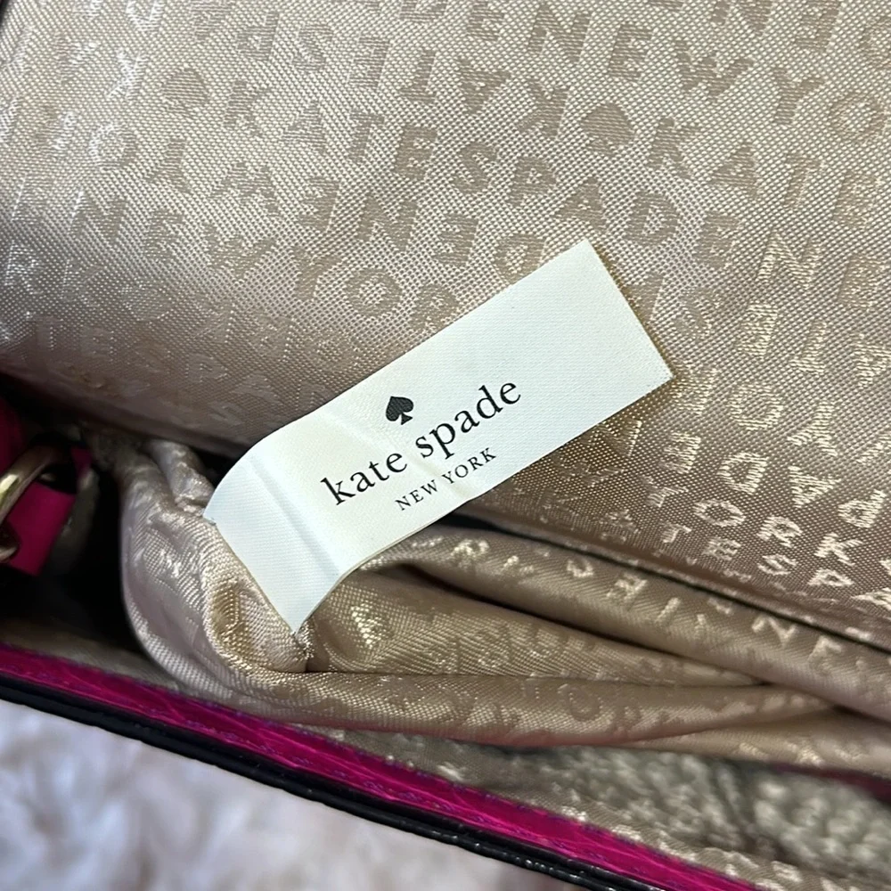 Kate Spade Fiona Orchard Valley neon pink croc embossed leather crossbody bag - Picture 10 of 14